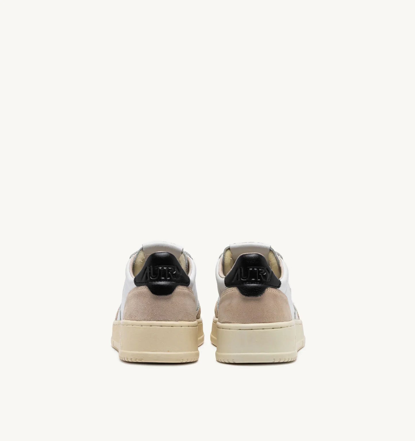 BASKETS MEDALIST LOW EN CUIR BLANC ET NOIR ET DAIM BEIGE