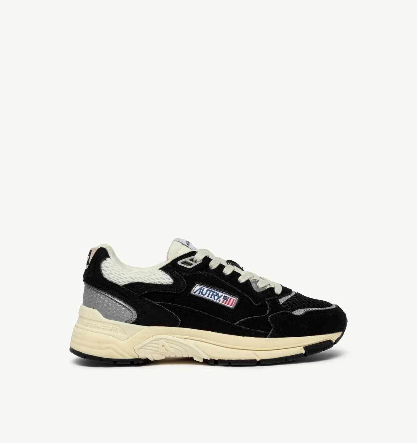 BASKETS HYPERWAY EN MESH ET DAIM NOIR ET ARGENT