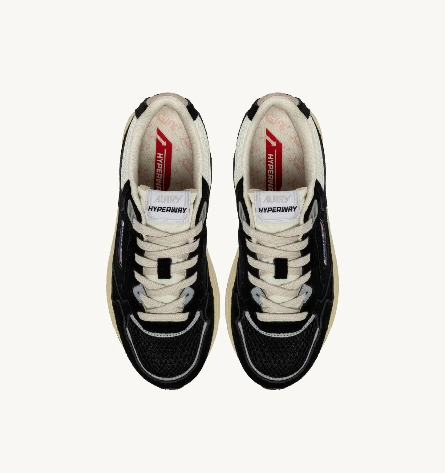 BASKETS HYPERWAY EN MESH ET DAIM NOIR ET ARGENT