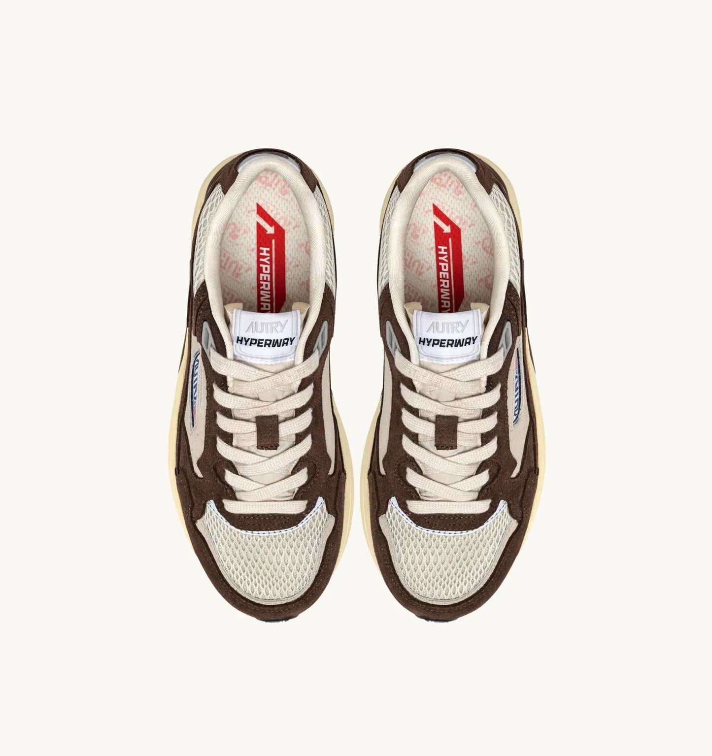 BASKETS HYPERWAY EN MESH ET DAIM SAND ET COTTO